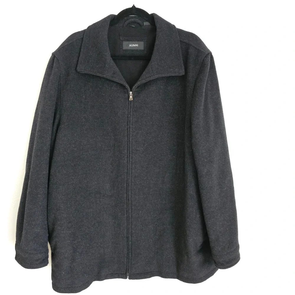 Alfani Men's Charcoal Wool Blend Full Zip Jacket Size XL Winter‎ Coat